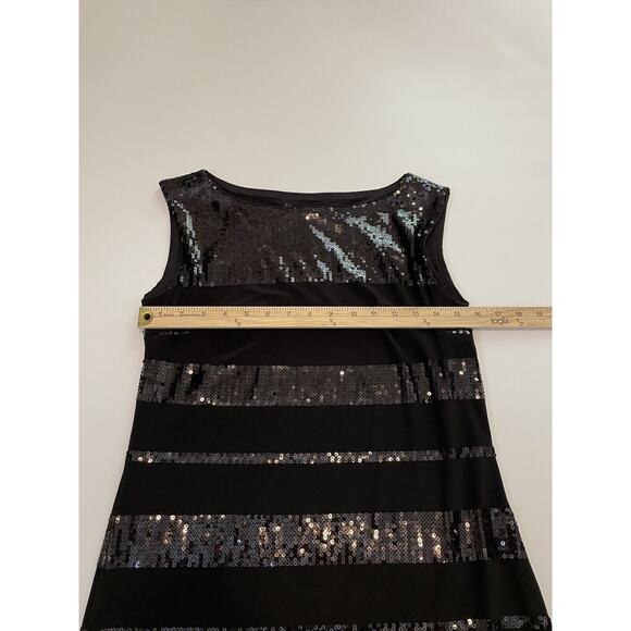 NWT $120 White House Black Market Size XS Black Sequin Striped Sleeveless Dress - Picture 3 of 6